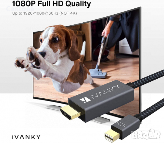 iVanky Mini DisplayPort към HDMI кабел 2 m Thunderbolt към HDMI кабел, снимка 3 - Кабели и адаптери - 36154683