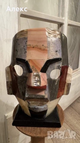 Винтиж маска на маите, ръчно изработена от полускъпоценни камъни., снимка 4 - Антикварни и старинни предмети - 53225663