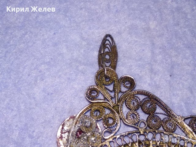 СТАРИННО СРЕБЪРНО УКРАШЕНИЕ ФИЛИГРАННО СРЕБРО ВИСОКА ПРОБА със ЗАЛЕПЕНИ по НЕГО СТАРИ КАМЪНИ 29137, снимка 12 - Антикварни и старинни предмети - 41638188