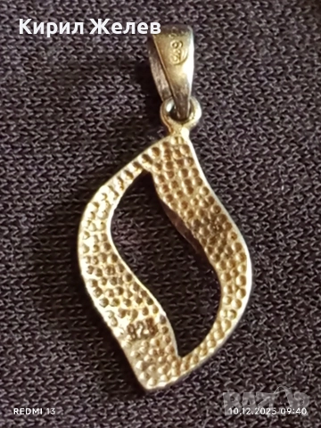 Сребърна висулка елегантен и изчистен дизайн във формата на листо майсторска изработка 40075, снимка 8 - Колиета, медальони, синджири - 52717908