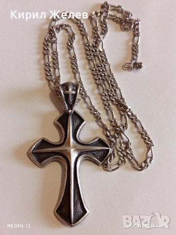 Сребърно колие с висулка кръст символ на духовна сила и закрила перфектно 18702, снимка 12 - Колиета, медальони, синджири - 52987066