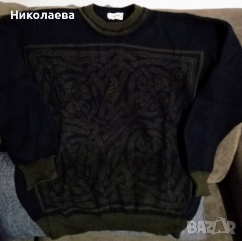  Мъжки, плътен пуловер в черно и каки,L/XL