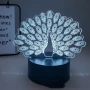 Холограмна 3D LED лампа - Паун,RGB Седемцветен Интелигентен Контрол,USB, снимка 4