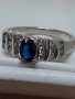 18 к. злато с диаманти и сапфир /златен пръстен бяло злато, снимка 5