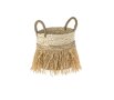 Плетена кошница, бежова, от слама с дръжки, 25х22см