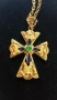 Ръчно изработен златен православен кръст със сертифициран цаворит!, снимка 1
