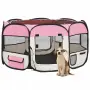 vidaXL Сгъваема кучешка кошара с чанта за носене розова 125x125x61 см, снимка 2