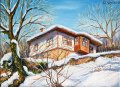 Възрожденска архитектура | Зимна картина с къща, снимка 1 - Картини - 44160908