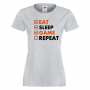 Дамска тениска Game 5,Eat,Sleep,GameRepeat,Ядене,Спане,Геймс, снимка 4