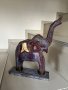 Дървена статуетка слон със седеф и месинг