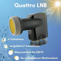 SCHWAIGER 401 Quattro LNB Low Noise Block Converter Sun Protect цифрова топлоустойчива капачка на LN, снимка 1 - Друга електроника - 44834617