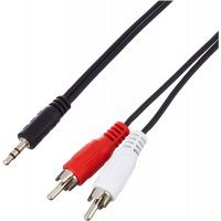 Кабел за аудио, STEREO, 3,5mm JACK(м), 2xRCA(м), черен, 3m, снимка 1 - Други - 42646827