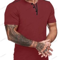 Мъжка ежедневна тениска с V-образно деколте и къс ръкав, 8цвята - 023, снимка 4 - Тениски - 40315031