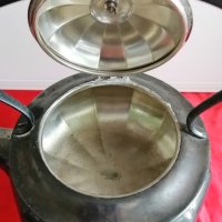 Стар Посребрен Английски Викториански Чайник с Подгряване, снимка 4 - Антикварни и старинни предмети - 41962097