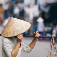 Два модела ръчно изработени Виетнамски шапки, Палмови листа и бамбук, снимка 2 - Шапки - 36452773