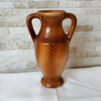 Стара керамична ваза - амфора - 22см, снимка 2 - Антикварни и старинни предмети - 36105812