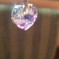 Сребърни обеци с камък Сваровски  сърце, снимка 2 - Обеци - 40597055