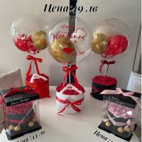 Балон с послание в кутия с рози- подарък за Свети Валентин , снимка 1 - Други стоки за дома - 33221506