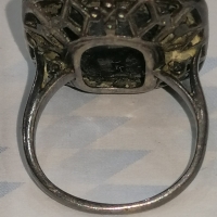 Стар дамски сребърен пръстен с оникс , снимка 5 - Антикварни и старинни предмети - 36081839