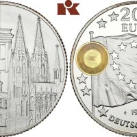 200 евро  3 унции сребърна монета със златна холограма “Германия“ 1997, снимка 1 - Нумизматика и бонистика - 42274515