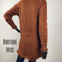 Дамски дълъг накъсан пуловер / туника 4цвята , снимка 4 - Туники - 38669469