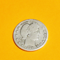 Рядък Колекционерски сребърен долар  BARBER  QUARTER DOLLAR - 1907 г. - за колекционери и ценители ., снимка 1 - Нумизматика и бонистика - 36117975