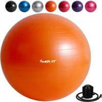 Гимнастическа топка, фитнес топка, крачна помпа, 85 см, оранжева
