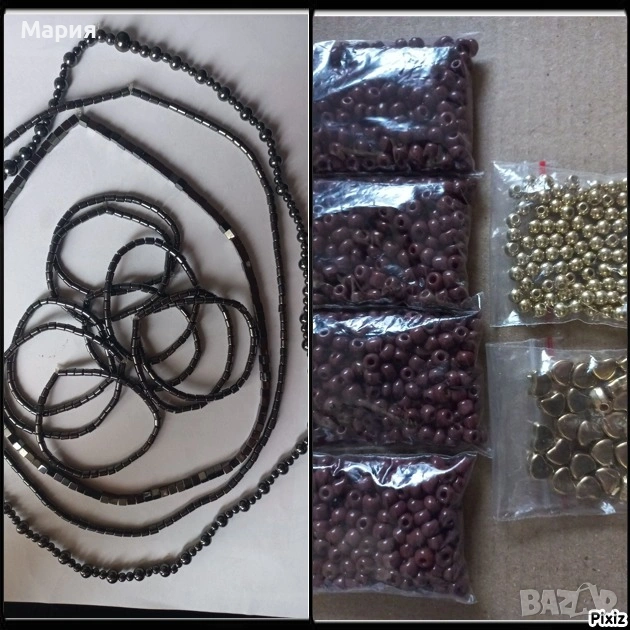 Мъниста кафяви и златисти, нанизи хематит , снимка 1