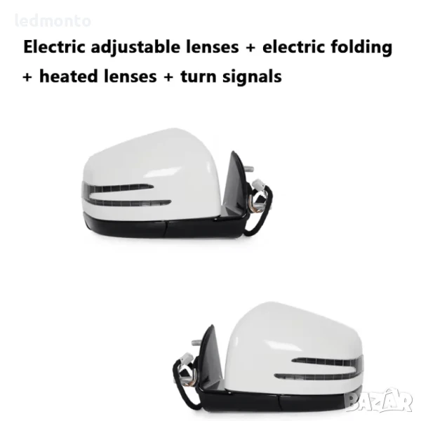 Електрически странични огледала Mercedes W164 X164 ML GL 2005–2019 – бели, с Blind Spot, снимка 1