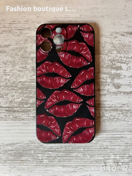 Кейс / калъф за айфон 13 про макс черна силиконова гума с червени целувки 💋💋💋💋💋💋, снимка 1