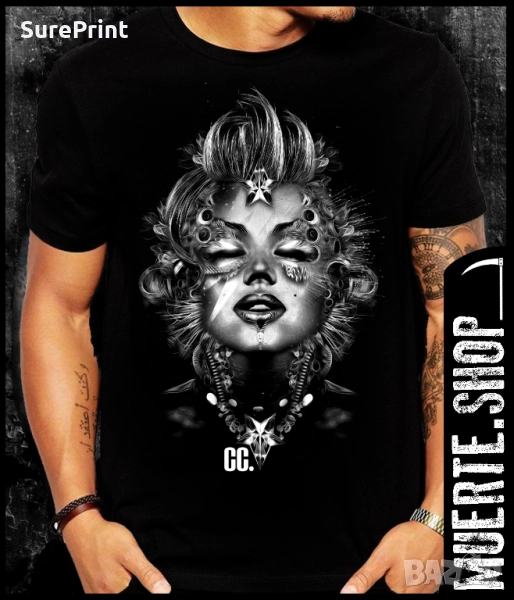 Черна тениска с щампа MARILYN DARKSTYLE, снимка 1