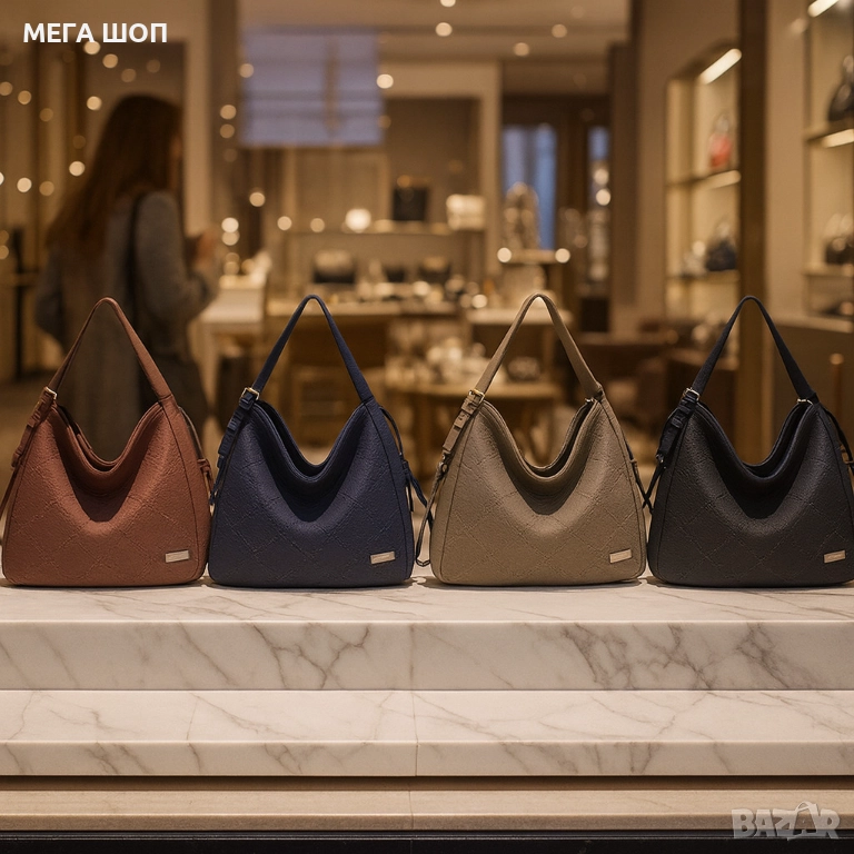 Велурена дамска чанта с декоративни ленти и метални капси – елегантен бохо дизайн, снимка 1