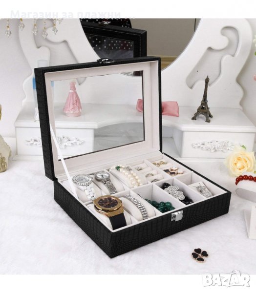 КУТИЯ ЗА БИЖУТА И 8 БР. ЧАСОВНИЦИ, ЛУКСОЗНА - код 2012, снимка 1