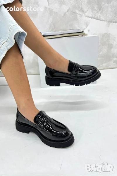 Равни обувки - черен лак - NPL25 , снимка 1