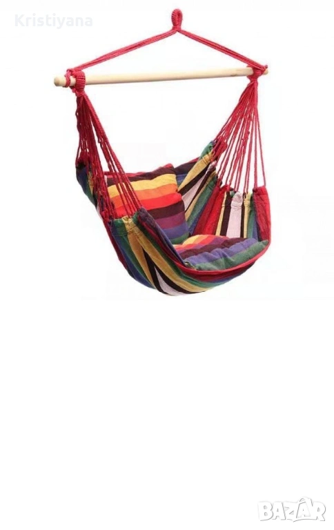 Голям хамак с въжета. Издръжливост до 150 кг. Подходящ за градина, веранда, тераса и дом. Хамак и ст, снимка 1
