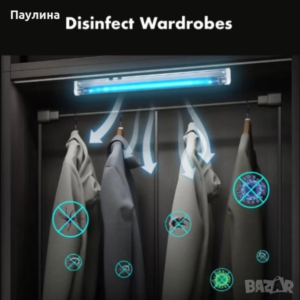 Противомикробна UV стерилизираща лампа за гардероб,, снимка 1