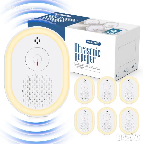 Ultrasonic  Комплект ултразвукови репеленти за вредители 6 бройки с 4 режима, за, репелент за насеко, снимка 1