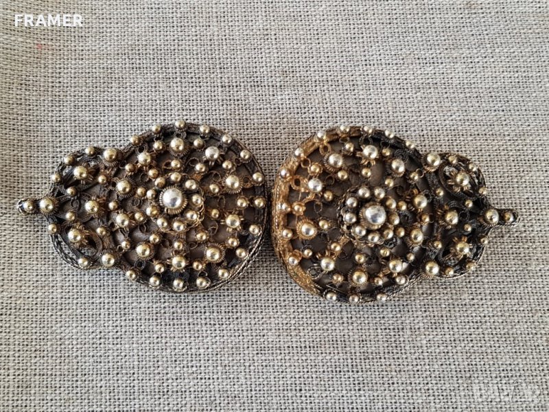 Цариградска възрожденска СРЕБЪРНА филигран пафта с позлата пафти носия, снимка 1