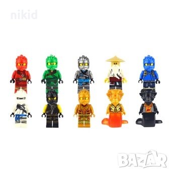 10  фигурки за Лего конструктор Ninjago Нинджаго за игра и украса на торта пластмасови, снимка 1
