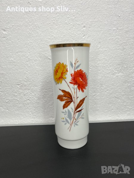 Немска порцеланова ваза с флорални мотиви. №5080, снимка 1