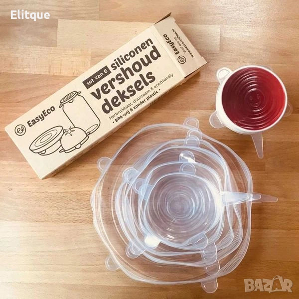Комплект от 6 броя силиконови капаци за храна 🥣, снимка 1