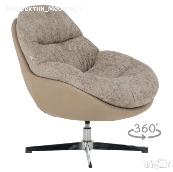За офиса или за дома,за хотела или лоби бара-луксозен въртящ се фотьойл кресло,мека мебел, снимка 1
