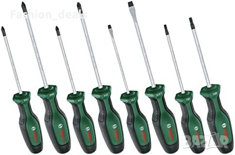 Нов Комплект отвертки Bosch от 8 части Стомана S2/Мека ръкохватка Магнитен накрайник, снимка 1