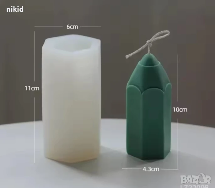 3D молив голям силиконов молд форма смола гипс шоколад свещ декор, снимка 1