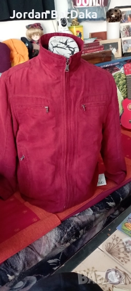 Бордо кожено велур яке М#, снимка 1