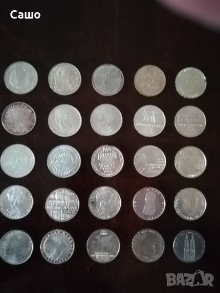 Сребърни монети 5 марки ФРГ всички 1966-1979 г., снимка 1