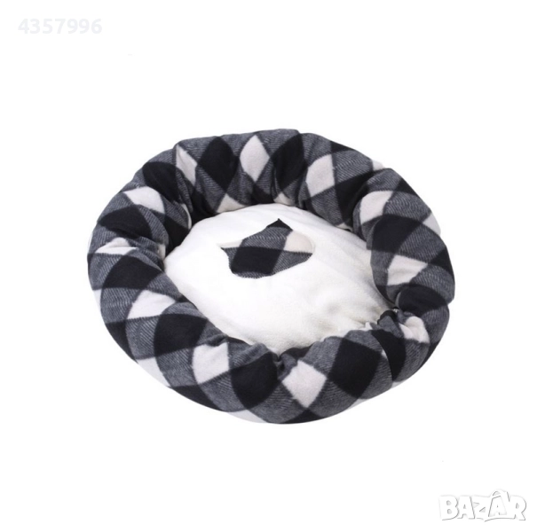 Легло за котки, Кръгло, Черен-Бял, 47см , снимка 1