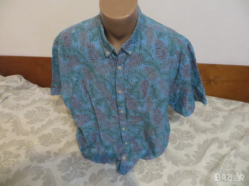 Мъжка риза с къс ръкав  лен и памук Lindbergh, снимка 1