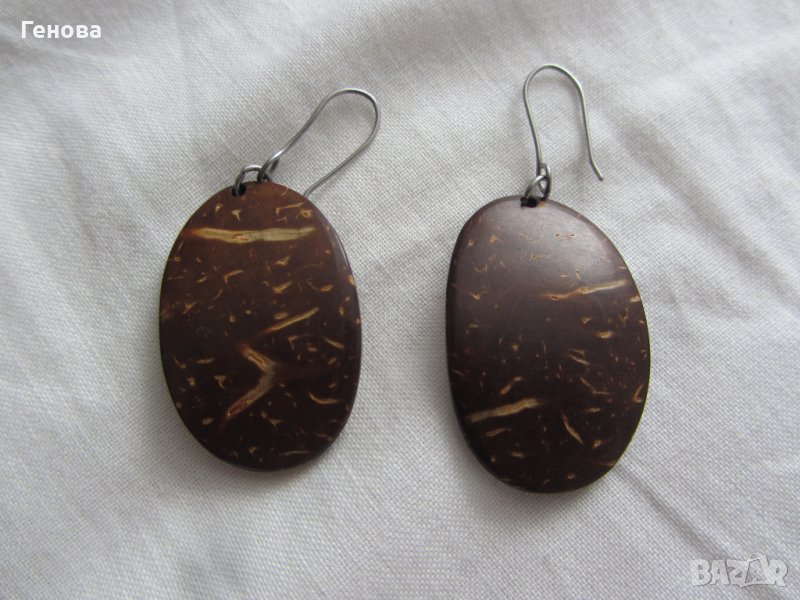 Дамски обеци от кокосов орех, снимка 1