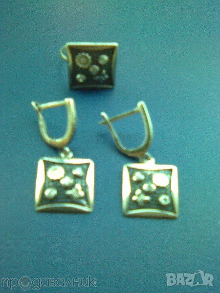 Сребърен комплект цветя и пеперуди, снимка 1